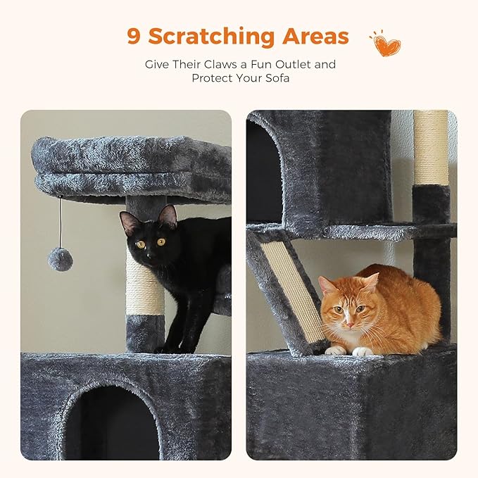 MUTTROS 70.8" Tall Cat Tree for Large Cats, 2 Top Perches, Big Condo, Large - Image 5