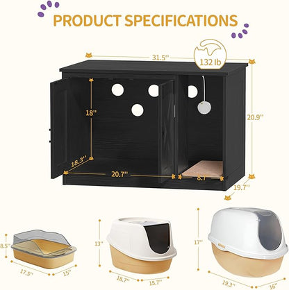 Hzuaneri Cat Litter Box Enclosure, Hidden Litter Box Cabinet Furniture - Image 7
