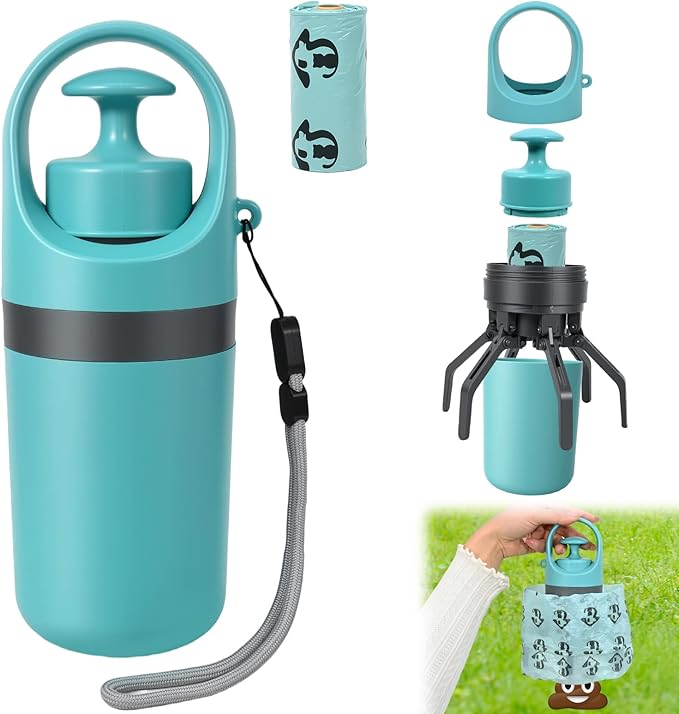 STHF Easy one-Hand Dog Waste Pickup. Portable Claw Tool Includes Bag Dispenser by Unknown