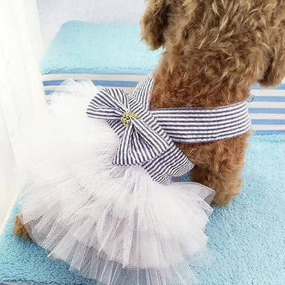Dog Dresses, Fashion Pet Dog Clothes, Striped Mesh Puppy Dogs Princess Dresses - Image 6