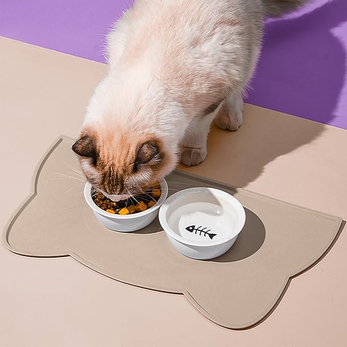 Cat Food Mat, Silicone Non Slip Dog Bowl Mat Waterproof Cat Feeding Mat Stop - Image 2