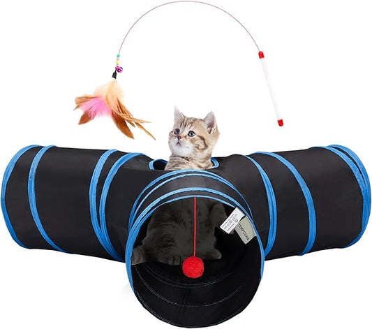 Tempcore Cat Tunnel for Indoor Cats, 3-Way Collapsible Play Tunnel by Tempcore