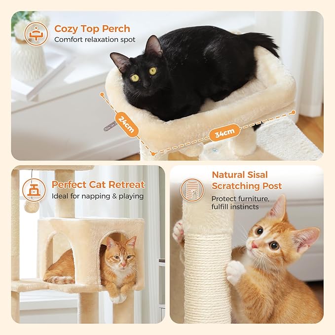 MUTTROS Cat Tree for Indoor Cats, 44.5" Multi-Level Cat Tower - Image 5