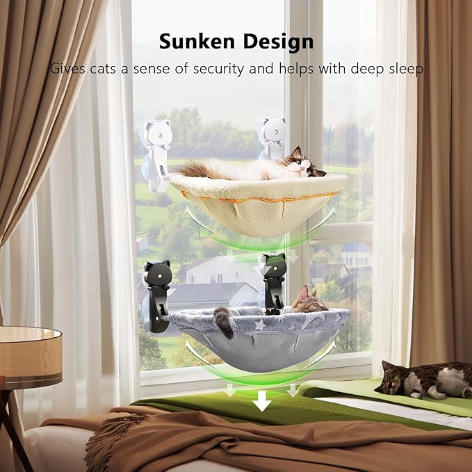 JUNSPOW Cat Window Perch Cordless, Glow in The Dark & Stable Cat Beds- - Image 3