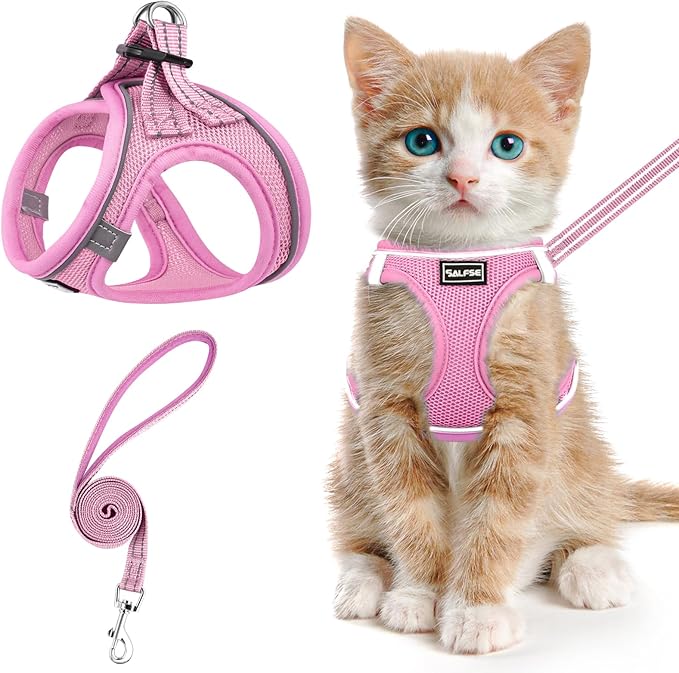 Cat Harness and Leash for Walking Escape Proof, Adjustable Kitten Vest Harness by SALFSE
