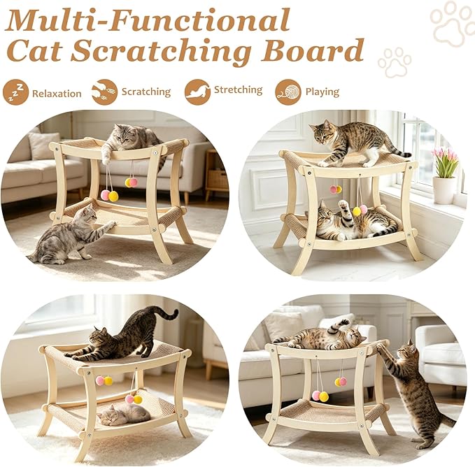 Indoor Cat Scratcher Bed, Double Layer Cat Hammock - Image 5