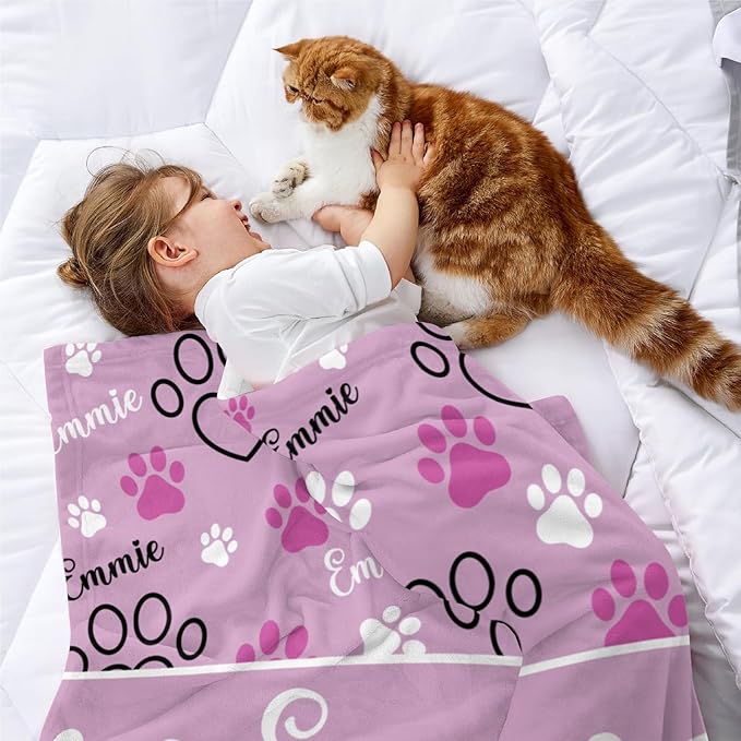 Personalized Dog Blankets with Name, Custom Paw Print Blanket - Image 4
