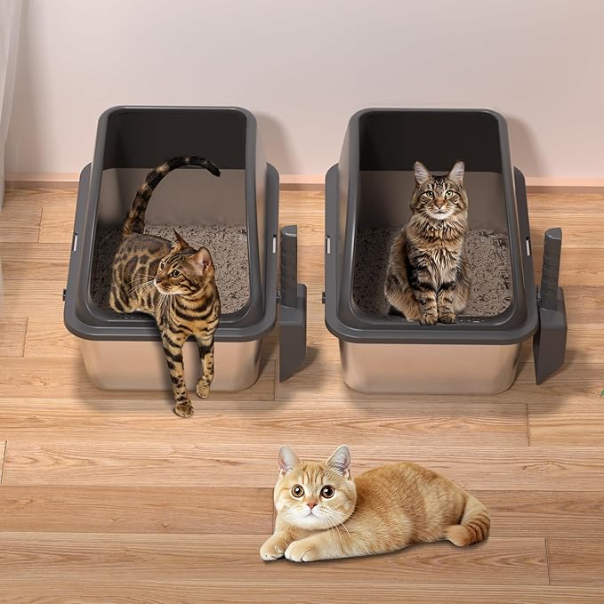 KITCATY 2PACK Stainless Steel Cat Litter Box, Never Absorbs Odors, Leak-Proof - Image 8