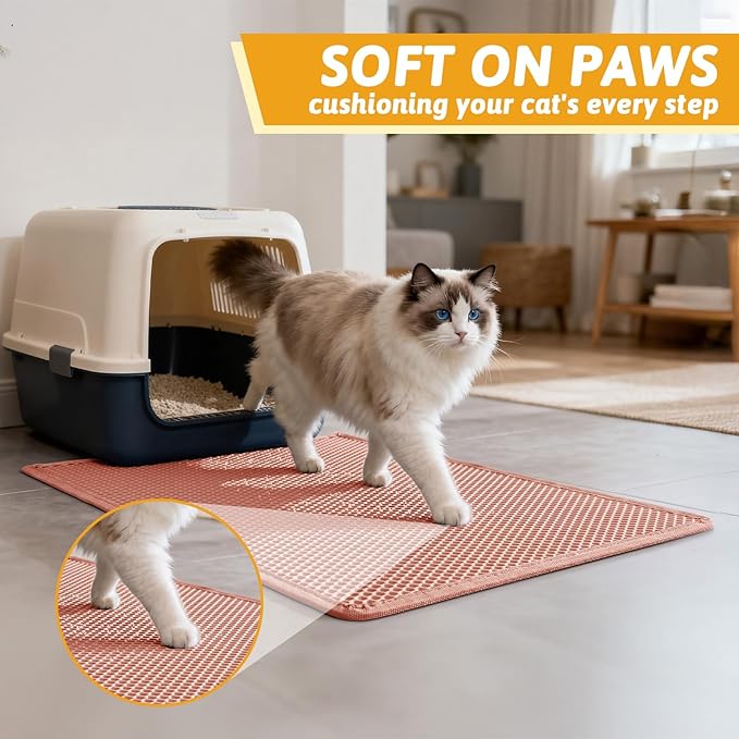 Pieviev Cat Litter Mat Double Layer Waterproof Urine Proof Trapping Mat 1 Pack) - Image 4