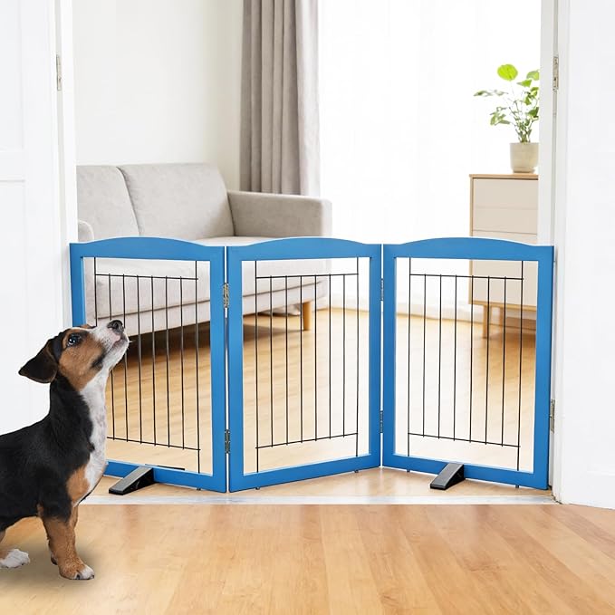 ZJSF Freestanding Dog Fence Indoor, Foldable Dog Gate by ZJSF