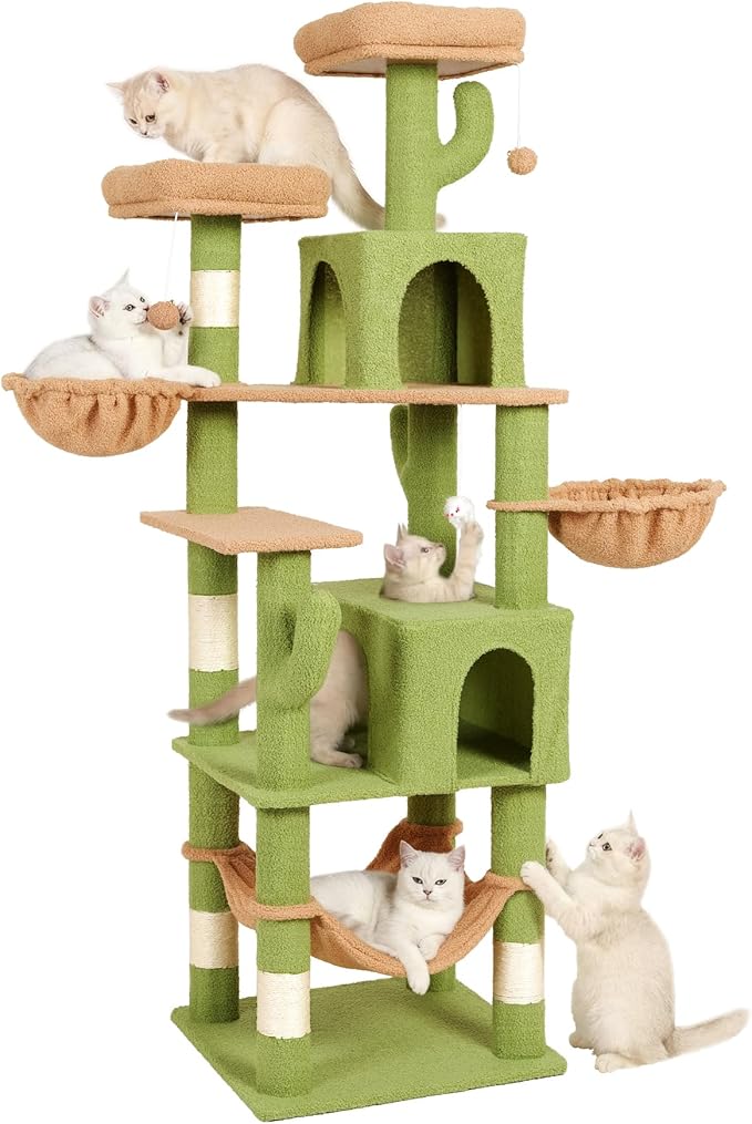 AMHANCIBLE Cactus Cat Tree, 70 Inch Tall Cat Tower - Image 9