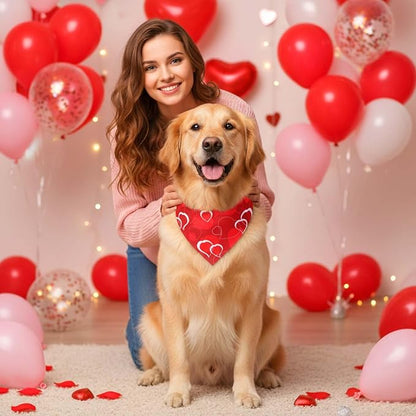 72 Pack Valentine Dog Bandanas Bulk Heart Triangle Pet Scarfs, Adjustable Bib - Image 4
