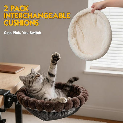 Foldable Cat Desk Bed with Sunken Design, 2 Dual-Sided Reversible Cushions - Image 2