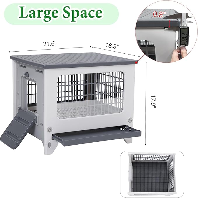 Rabbit Hutch Outdoor Indoor Plastic Waterproof Bunny Cage Enclosure Chew-Proof - Image 6