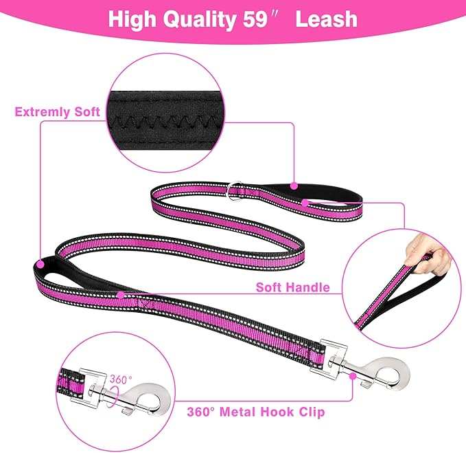 WINSEE Pet Harness Collar and Leash Set, All-in-one Reflective Dog Harness No - Image 3