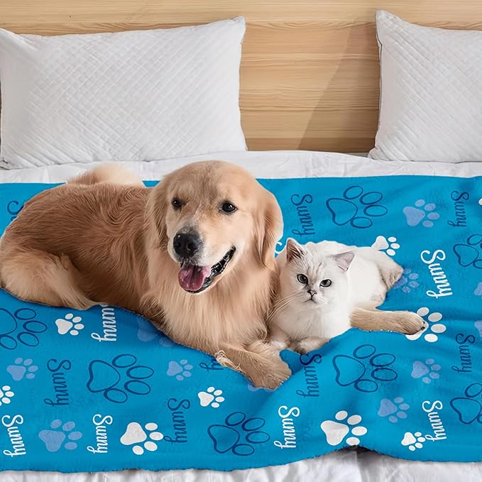 Custom Dog Blanket with Name and Paw Prints, Personalized Pet Blanket - Image 3