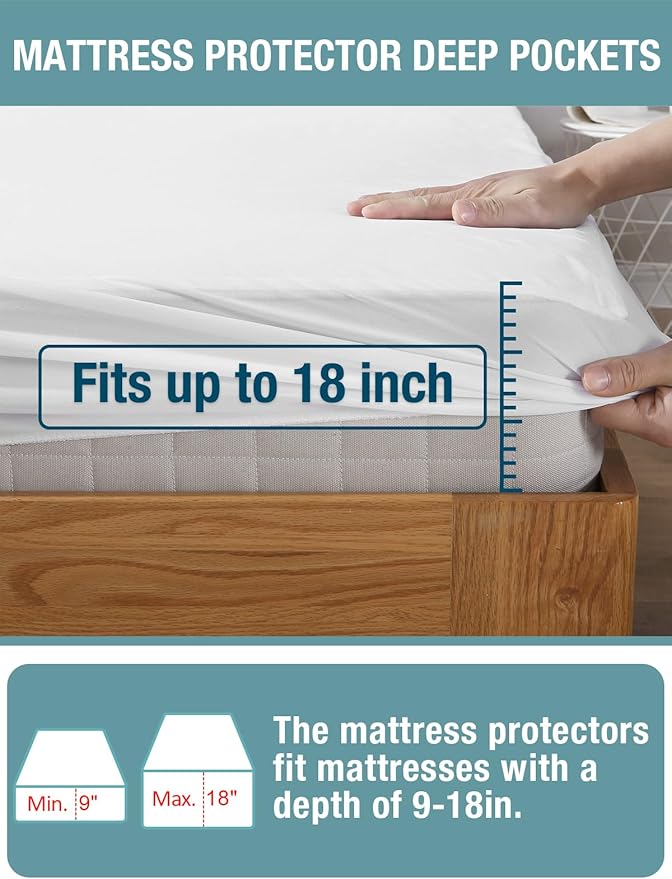 Bedecor Queen Waterproof Mattress Protector, Pee and Liquid Proof Cover - Image 4