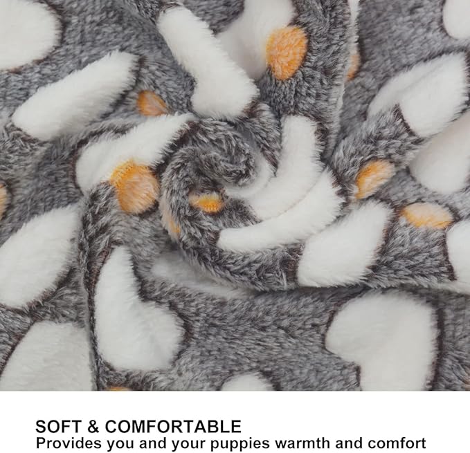 1 Pack 3 Puppy Blankets Super Soft Warm Sleep Mat Grey Cute Print Blanket - Image 4