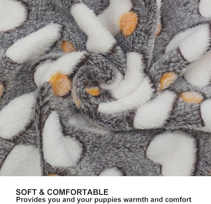 1 Pack 3 Puppy Blankets Super Soft Warm Sleep Mat Grey Cute Print Blanket - Image 4