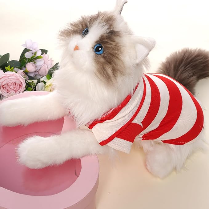 Dog Shirt Polo Shirt Striped Collar Puppy Clothes Summer Button Up Pet Clothes - Image 7