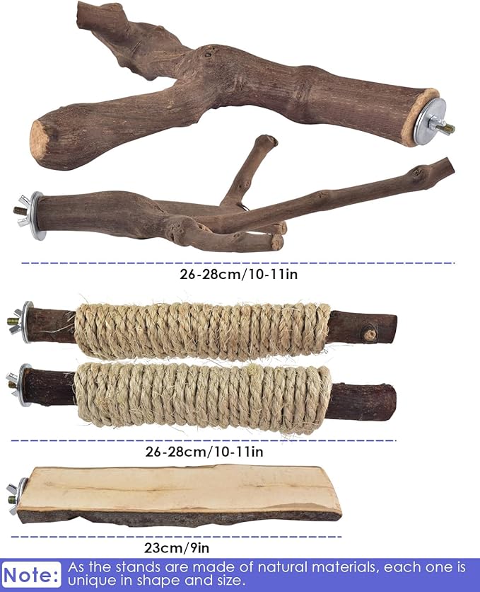 Bissap 5PCS Large Bird Perch Stand, Natural Wood Pole Standing Paw Grinding - Image 3