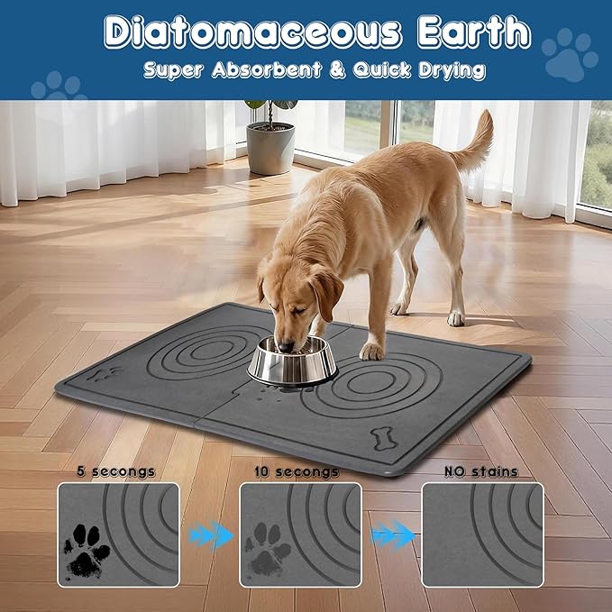 Stone Dog & Cat Food Mat, Diatomaceous Pet Feeding Mat - Image 4