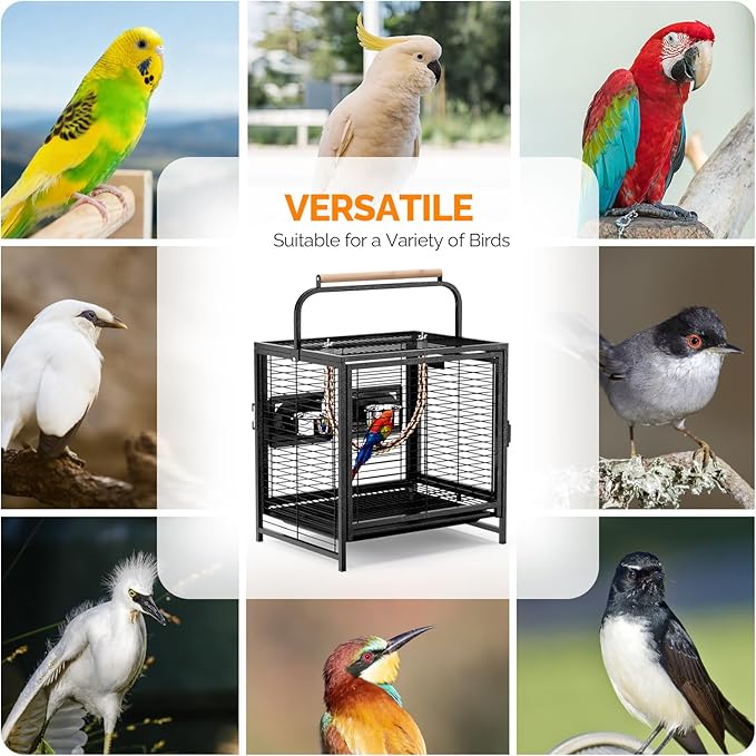 VINGLI Small Bird Cage, 19 inch Travel Carrier Bird Cage - Image 8