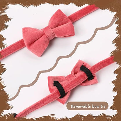 Sliverdew 2 Pcs Velvet Cat Bow Tie Collar Breakaway Cat Collar - Image 5