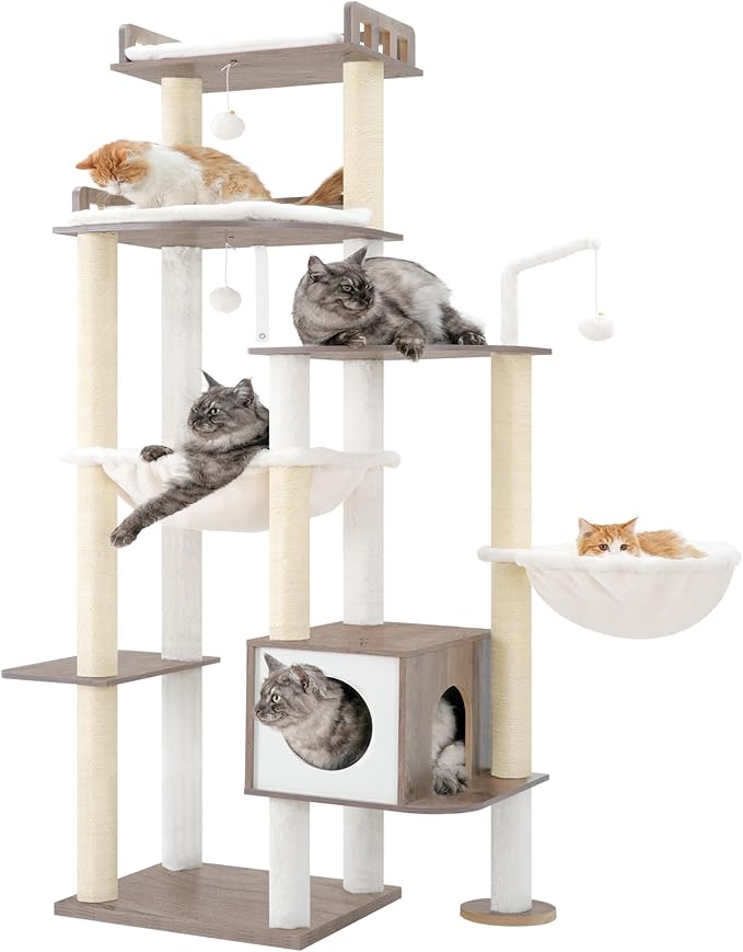 Heybly Cat Tree, 70.5 Inch Wood Tall Cat Tower - Image 5