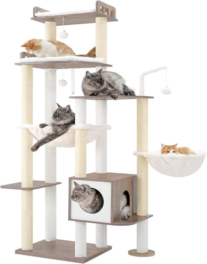 Heybly Cat Tree, 70.5 Inch Wood Tall Cat Tower - Image 5