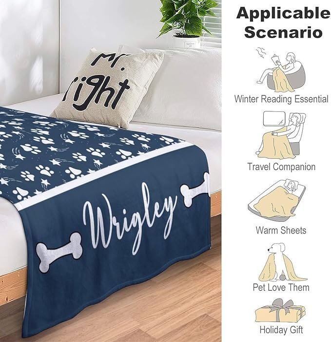 Artsadd Personalized Paw Print Dog Blanket - Image 3
