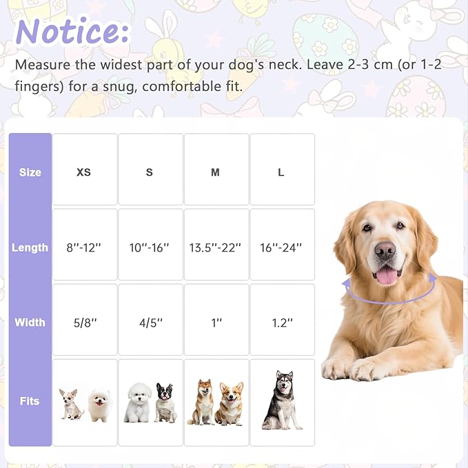 Easter Dog Collar with Cute Easter Themed Patterns, Medium Purple Dog Collar - Image 2