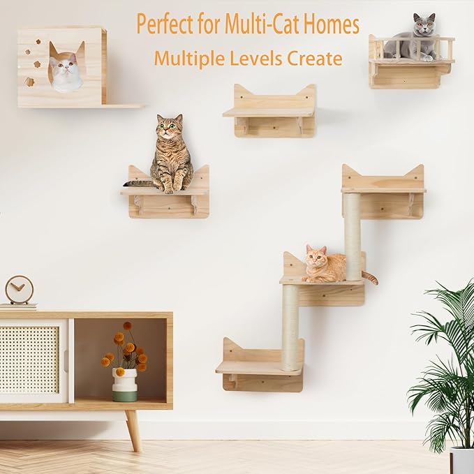 Cat Wall Shelves for Large Cats, Ladder Steps & Sisal Scratching Posts - Image 6