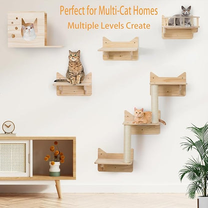 Cat Wall Shelves for Large Cats, Ladder Steps & Sisal Scratching Posts - Image 6