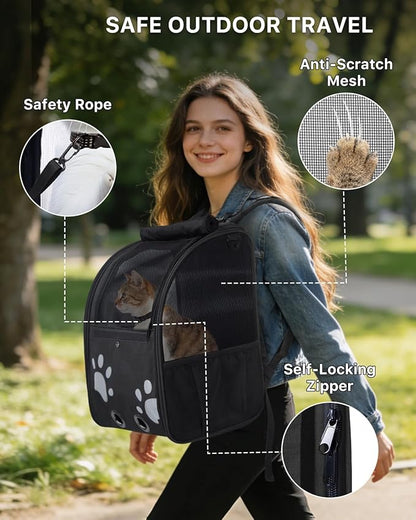 Cat Backpack Carrier with Comfort Handle, Ventilated Cat Backpack with - Image 3