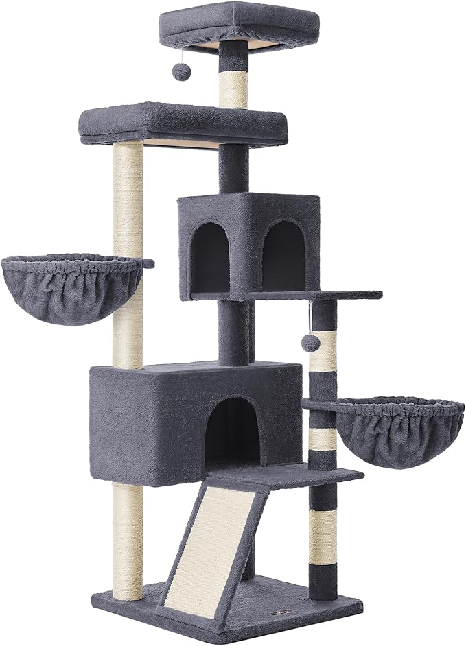 Feandrea Cat Tree, 68.5-Inch Tall Cat Tower, Scratching Posts, Double Caves - Image 7