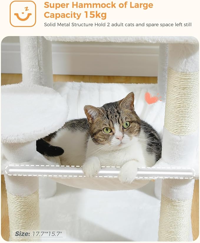 MUTTROS White Cat Tree for Indoor Cats, 45.7" Multi-Level Cat Tower - Image 4