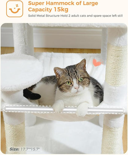 MUTTROS White Cat Tree for Indoor Cats, 45.7" Multi-Level Cat Tower - Image 4