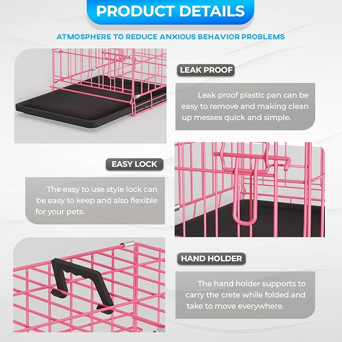 FDW Dog Crate for Small Dogs 18 Inch Folding Metal Wire Pet Cage Single Door - Image 5