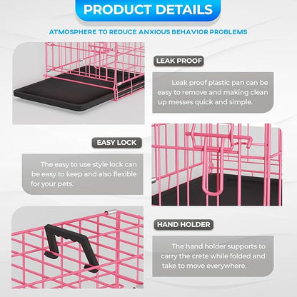 FDW Dog Crate for Small Dogs 18 Inch Folding Metal Wire Pet Cage Single Door - Image 5