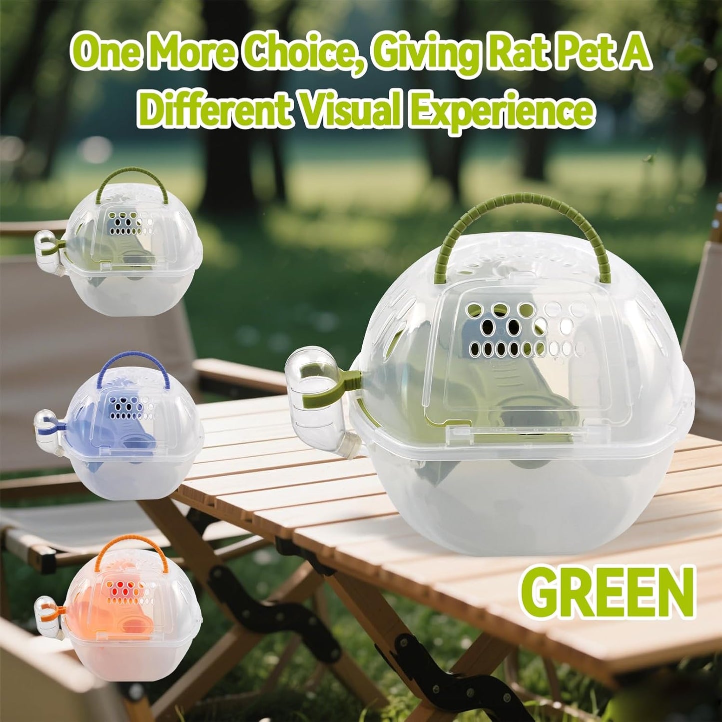 Portable Hamster Carrier Cage,Plastic Hamster Travel Carrier with Water Bottle Food Bowl,Green Lightweight Carrying Case for Small Animal Dwarf Syrian Rat Mice