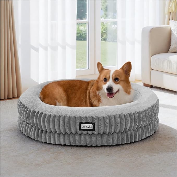 BALANCE Donut Dog Bed, 30 Inches Round Dog Bed Medium Size Dogs Washable by BalancePet