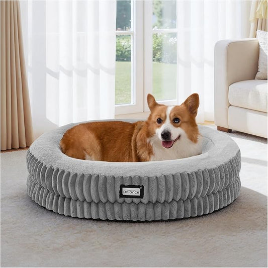 BALANCE Donut Dog Bed, 30 Inches Round Dog Bed Medium Size Dogs Washable by BalancePet