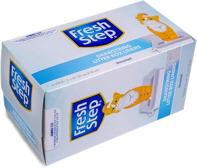 Fresh Step Jumbo Drawstring Cat Litter Box Liners, Heavy Duty Unscented Kitty - Image 4