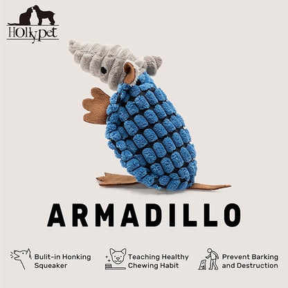 Hollypet Plush Dog Squeaky Toy Stuffed Armadillo Animal Pet Puppy Chew Toys - Image 3