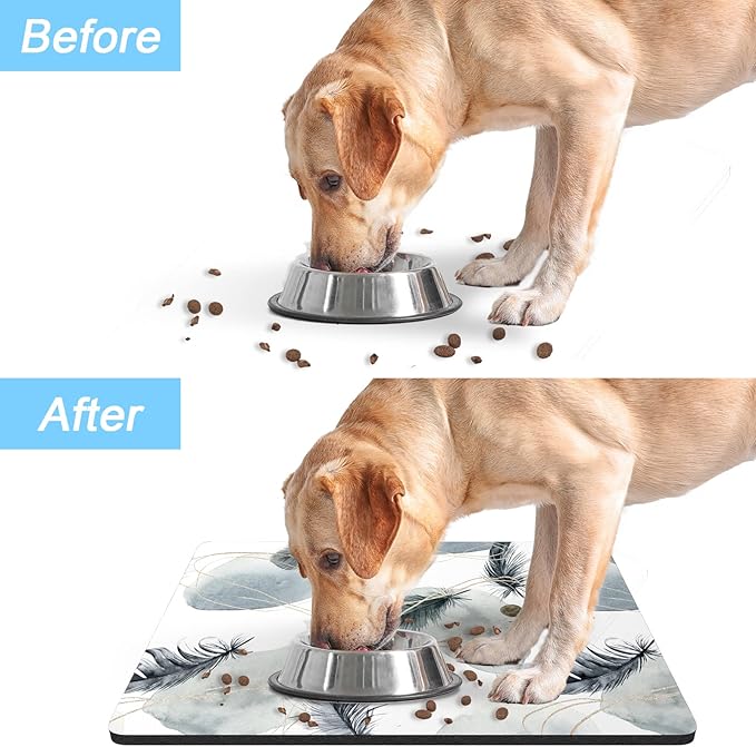 Rnivvi Dog Food Mat, Cute Anti-Slip Rubber Pet Feeding Rug Protect Floors - Image 6