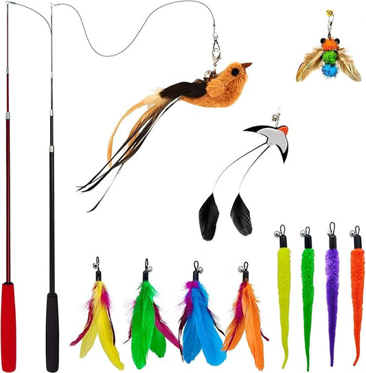 miwoowim Interactive Cat Wand Toy Set – 2 Retractable Wands by miwooim