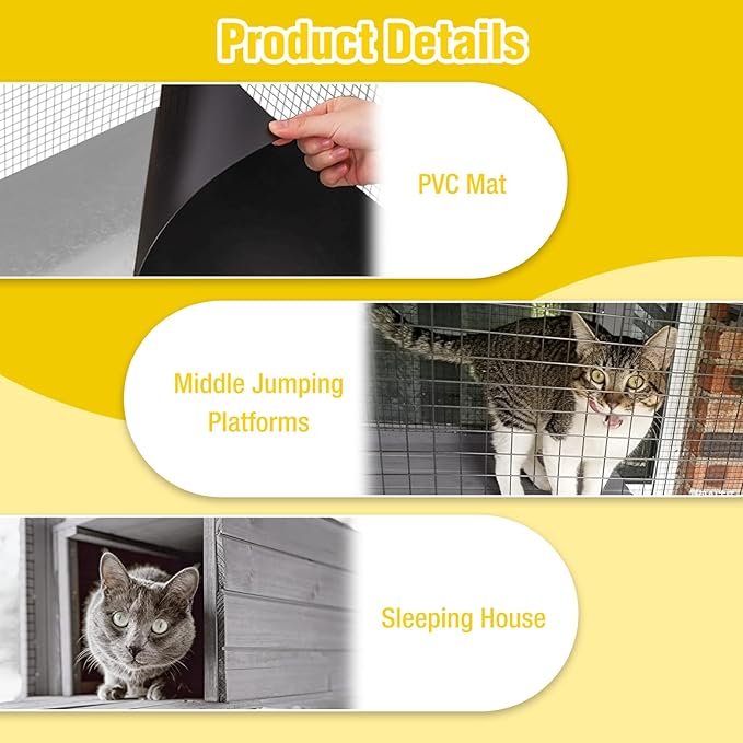 62.8’’ Cat Catio Enclosure, Sisal Scratching Post & Weatherproof Roof Cover - Image 7
