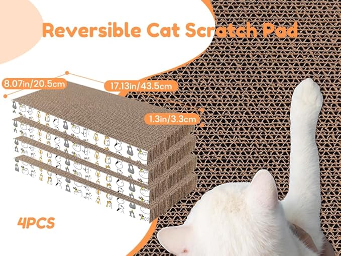 PatiencET Cat Scratch Pad with Box, 4 Pack Cardboard Cat Scratcher Lounge Bed - Image 4