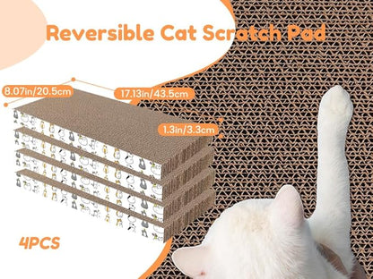 PatiencET Cat Scratch Pad with Box, 4 Pack Cardboard Cat Scratcher Lounge Bed - Image 4
